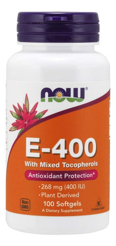 Vitamina E-400 268 Mg De D-alfa Tocoferilo 100 Cápsulas Blandas Now Foods