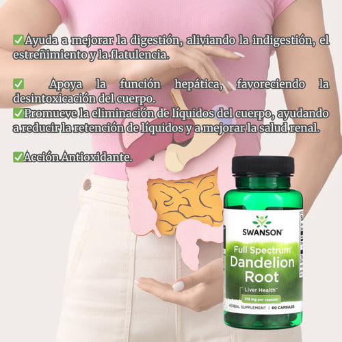 Dandelion Root Diente De Leon 515mg 60 Cápsulas Swanson