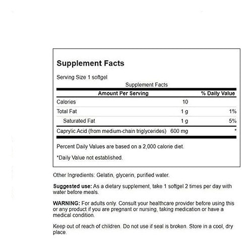 Swanson- Acido Caprilico, 600mg 60 Softgels