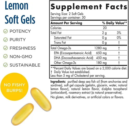Nordic Naturals - Ultimate Omega 1280 Mg Limón 60 Caps. Limón