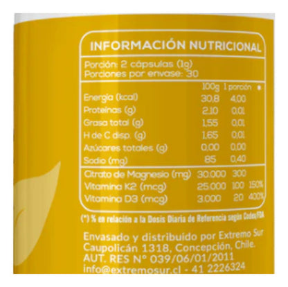 Extremo Sur- Vitamina K2 + D3 500 Miligramos 60 Cápsulas