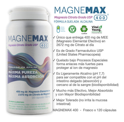 Vital Young- Magnemax Magnesio Citrato (unidad) 120cáps