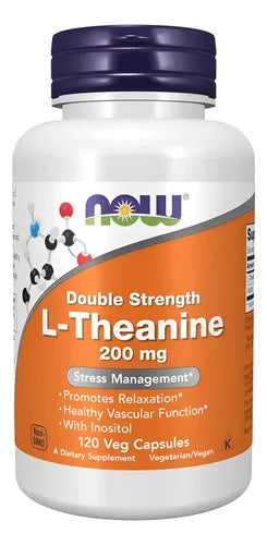 Now Foods, L-teanina, Doble Potencia, 200 Mg, 120 Cápsulas N/a