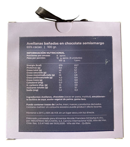 No Es Pecado - Avellanas Bañada En Chocolate Sin Gluten 100g