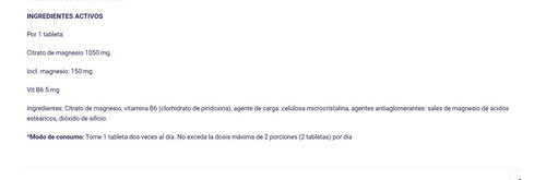 Real Pharm- Citrato De Magnesio+vitamina B6 90tabletas