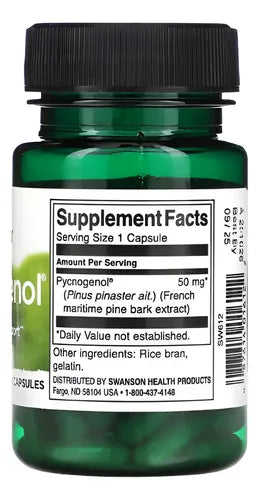 Pycnogenol Swanson: Suplemento Nutricional Con 50 Cápsulas De 50mg Sin Sabor