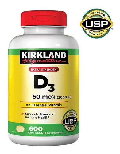 Vitamina D3 50mcg 2,000iu Ayuda Corazon Huesos 600 Softgels