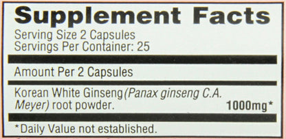 Imperial Elixir Ginseng Blanco Coreano, 500 Mg, 50 Cápsulas