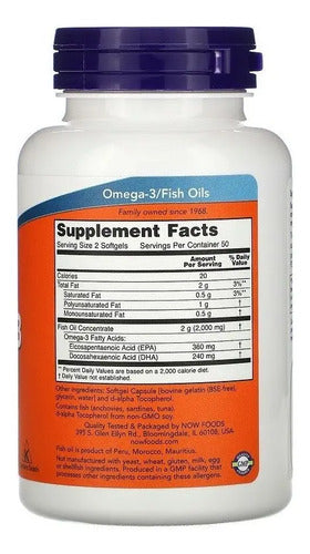 Now Foods - Omega-3, 100 Cápsulas Blandas Omega-3