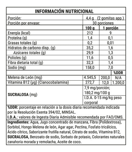 Melena De León Gomitas 60 Unidades Sabor Frutilla