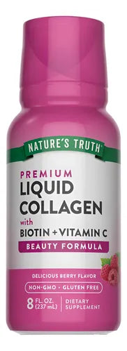 Nature's Truth - Colágeno Líquido Biotina + Vitamina C 237ml Bayas