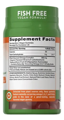 Gomitas Veganas Omega 3 6 7 9 360mg Durazno 50 Unidades Nature's Truth