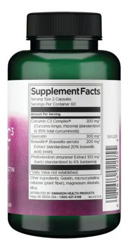 Swanson- Curcumina C3 Boswelia y Quercetina 120capsulas