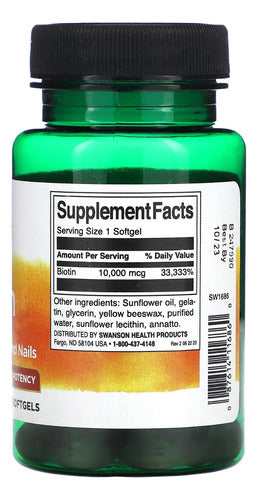 Swanson- Biotina 10000 Mcg 60 Softgels