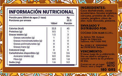 Alma Golden Food- Goldelmilk Cacao 180gramos