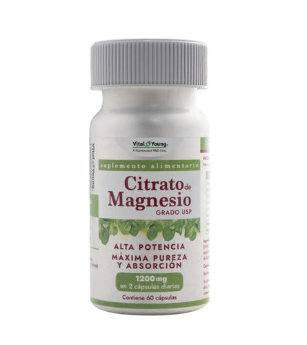 Citrato De Magnesio Grado Usp 1200 Mg Vital & Young Sin Sabor