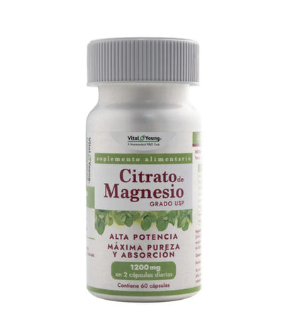 Citrato De Magnesio Grado Usp 1200 Mg Vital & Young Sin Sabor