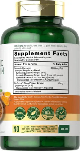 Carlyle - Suplemento Curcumina De Cúrcuma 3000mg 180 Cáps N/a