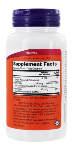 Now - Vitamina D3 + K2 1000 Ui