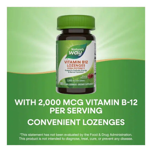 Natures Way Vitamina B12 2000mcg 100u Veganas Cereza