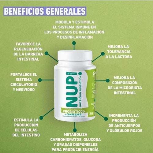 Nup!- Probióticos 60 Billones + Complejo B  Vegano 30 Capsulas