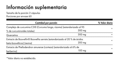 Swanson- Curcumina C3 Boswelia y Quercetina 120capsulas