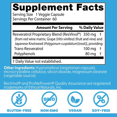 Doctor Best Trans Resveratrol C/ Resvinol 100 Mg 60 Cápsulas Sin Sabor