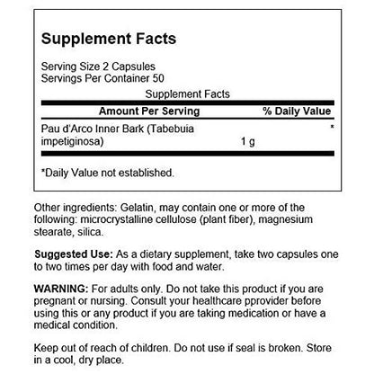 Swanson - Palo De Arco 500mg 100 Caps (apoyo Sistema Inmune)