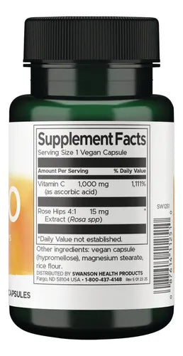 Swanson- Vitamina C1000 Con Rosa Mosqueta 30capsulas 