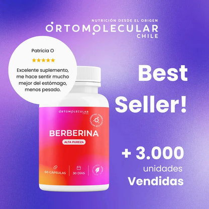 Ortomolecular- Berberina 500mg 60 Capsulas  Equilibrio Metabolico y Bienestar