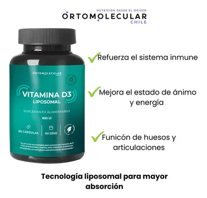 Vitamina D3 Liposomal 800ui 60 Capsulas Vegana Biodisponibilidad Ortomolecular Sin Sabor