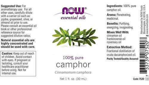 Now - Aceite De Alcanfor 30 Ml  (purificante, Energizante)