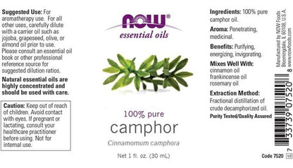 Now - Aceite De Alcanfor 30 Ml  (purificante, Energizante)