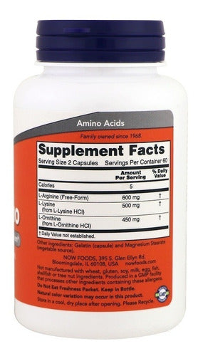 Now - Tri-amino 120 Cap (l-arginina, L-ornitina, L-lysina)