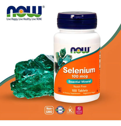 Selenio 100 Mcg Mineral Esencial Now 100 Tabletas Sabor Neutro