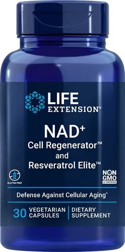 Life Extension, Nad+ 300mg Con Resveratrol, 30 Cápsulas Sin Sabor