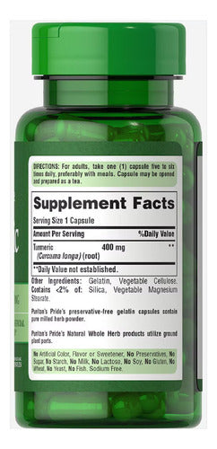 Puritan's Pride - Turmeric 400mg 100 Cápsulas 