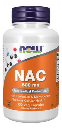 Nac 600 Mg N Acetil L Cisteína 100 Cápsulas Cisteína Now Foods Sabor Sem Sabor