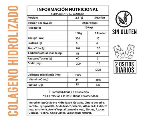 Perfect Bear- Colágeno Sin Gluten 60gomitas Sin Azúcar