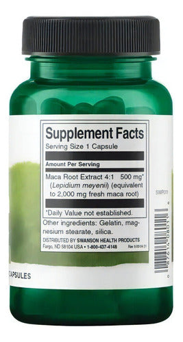 Swanson-  Maca 500 Mg (alta Potencia)  60 Capsulas