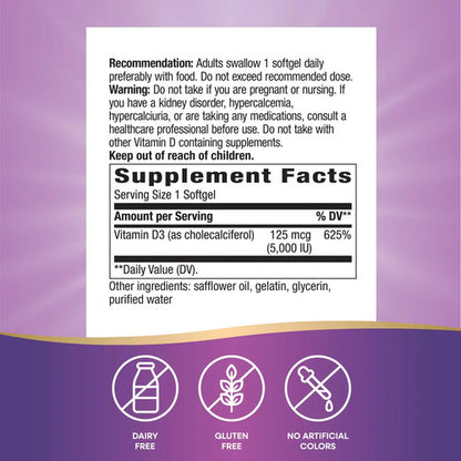 Natures Way - Vitamina D3 Max 5000ui 240 Capsulas N/a