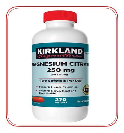 Kirkland- Citrato De Magnesio 250 Miligramos 270 Capsulas Blandas