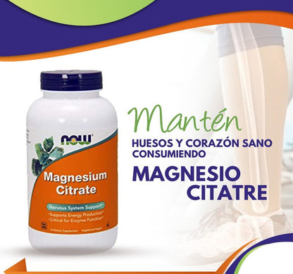 Magnesio Citrate Now 120 Capsulas - Sistema Nervioso