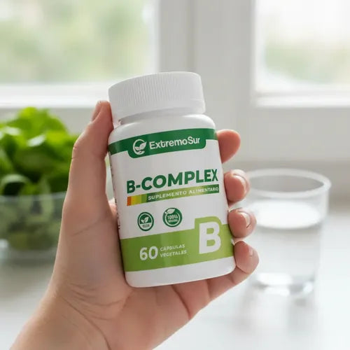 B Complex B1 B2 B3 B5 B6 B9 B12 Biotina 60 Capsulas Sabor Neutro