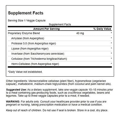 Swanson- Enzimas Anti-gas 90 Capsulas