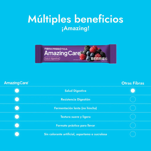 Amazing Care - Fibra Prebiótica Sabor Berries 20 Sticks Berries