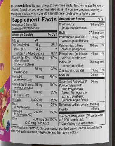Natures Way - Multivitamínico Para Mujeres Gomitas 60 Caps Bayas Mixtas