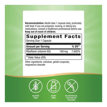 Natures Way - Riboflavina Vitamina B2 100mg 100 Capsulas N/a