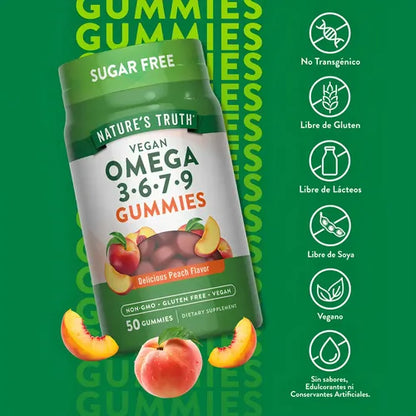 Gomitas Veganas Omega 3 6 7 9 360mg Durazno 50 Unidades Nature's Truth