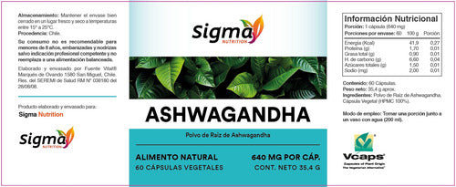 Sigma Nutrition-ashawagandha 640mg Equilibrio Para Tu Dia